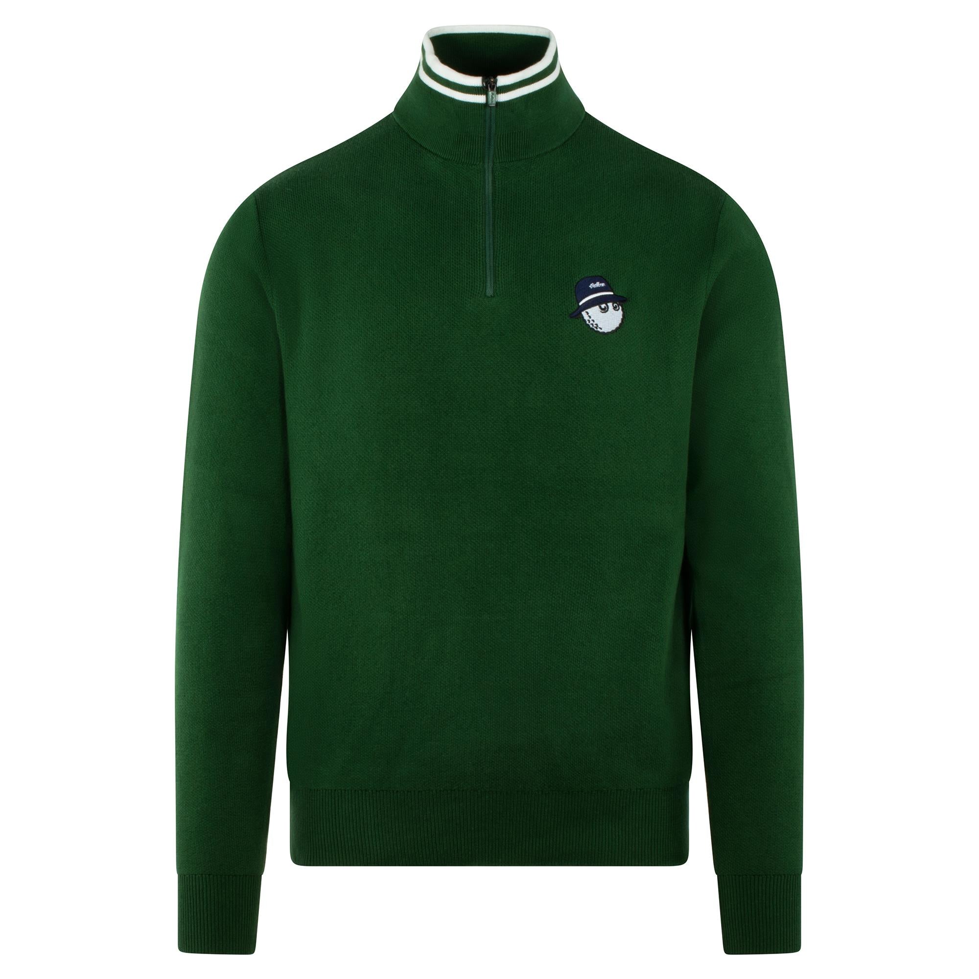 Malbon Golf Cooper Bucket Sorrel Knit Quarter Zip Sweater Evergreen